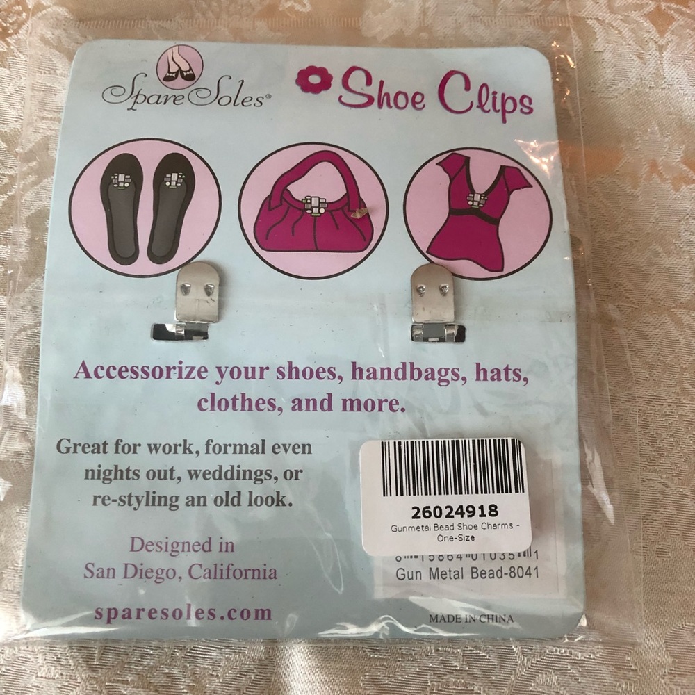 💰⬇️ 🆕 Gunmetal Rosettes Shoe Clips - Picture 3 of 5